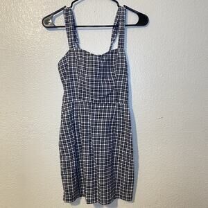 Abercrombie & Fitch Cotton Black White Plaid Sleeveless Mini Dress Preppy Sz XS